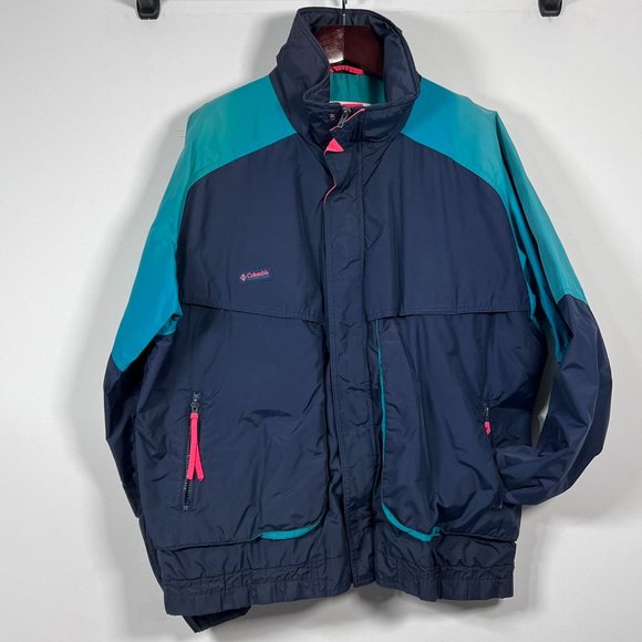 Columbia Powder Keg VTG 90's Ski Snowboard Jacket Men XL Shell ONLY Retro Teal - Picture 1 of 14